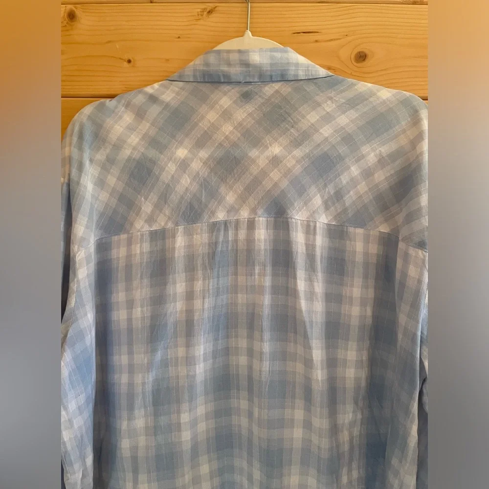Light Blue Plaid Button-Up Shirt - Women - Picture 5 of 5